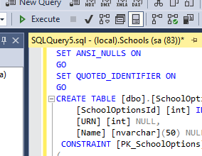 Picture showing the Execute Button in SQL Server Management Studio. 